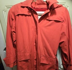 Women's Red Hooded Lined Raincoat